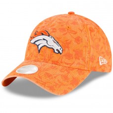 Women's Denver Broncos New Era Orange Floral Peek 9TWENTY Adjustable Hat 3066824